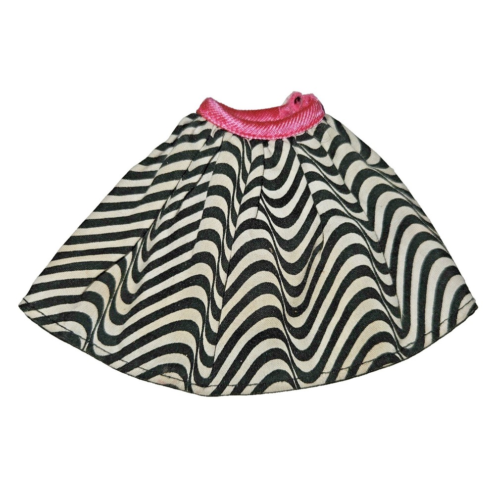 Barbie Black White Pink Stripe Wave Skirt Clothes Accessories RARE